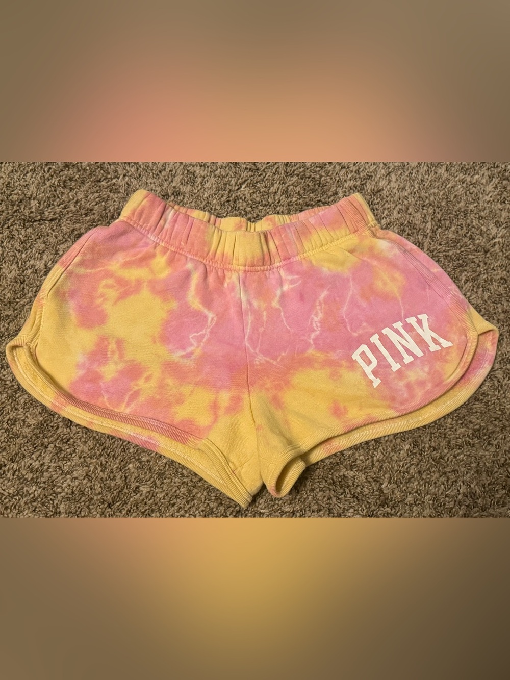 PINK Victoria's Secret Pink and Yellow Tie-Dye Girls' Shorts